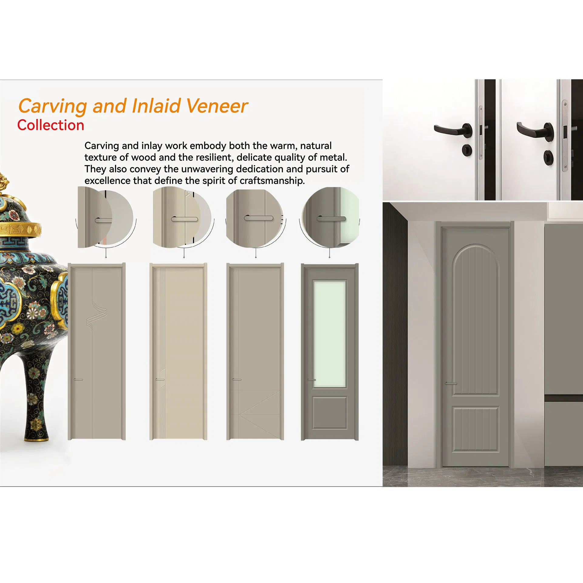 Good Quality PVC Wood Room Door Laminated Design Solid Wood Internal MDF Doors