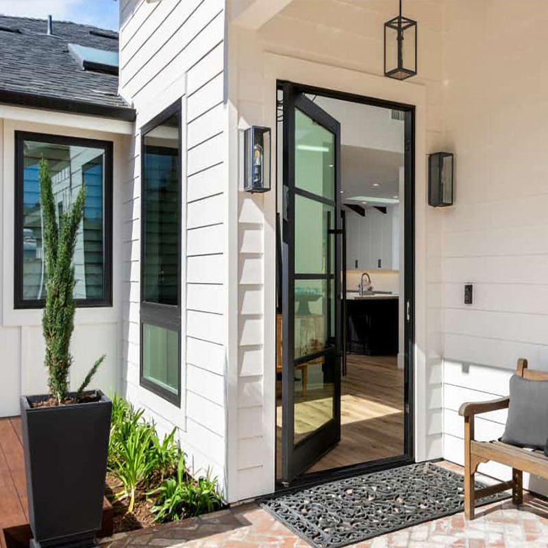 Custom Exterior Entrance Double Glass Aluminum Pivot Door Exterior Swing Entrance Doors