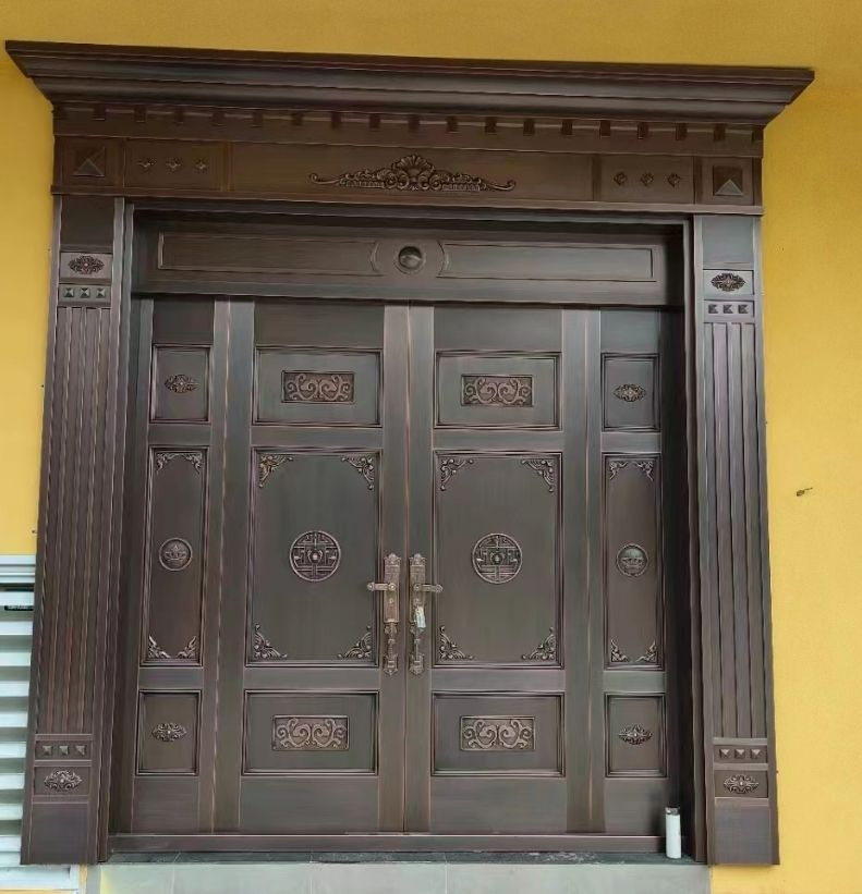 Hot Selling Wall Moted Stainless Steel Entry Doors Hinge Factory's Main Entrance Copper Front Door Anti-Theft Exterior Villas