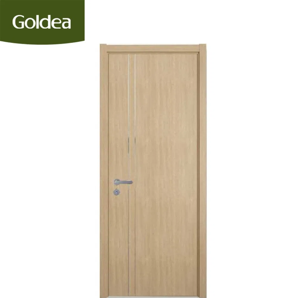 Solid Wood MDF PVC Laminated Water Proof Wooden Bathroom Sliding Flush WPC New Design Glass Interior Swing Plywood Door for Kitchen