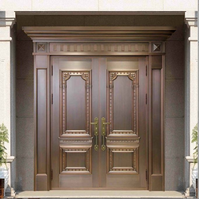 Best Price Modern Style Stainless Black Metal Steel Front Entry Door Villa Excellent Exterior Security Anti-Theft Copper Door