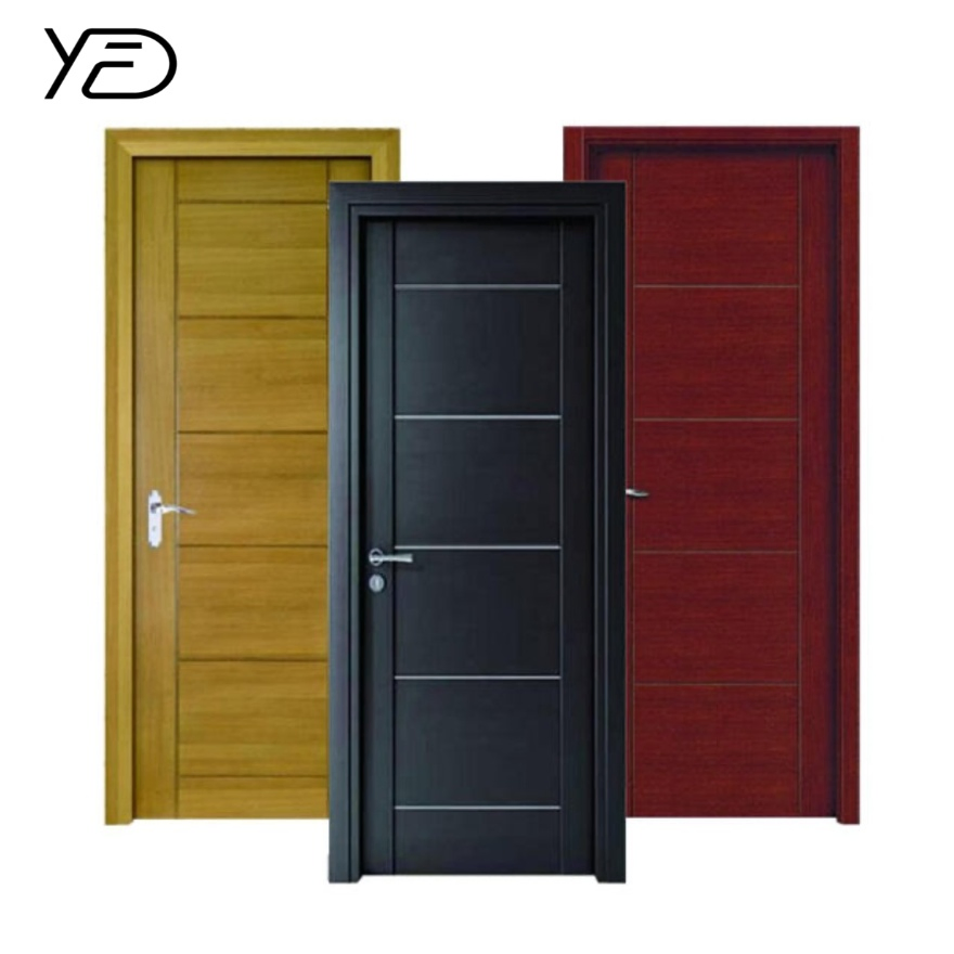 Warm Oak Color PVC MDF Laminated Interior Non-Painted Flush Semi-Solid Wooden Door
