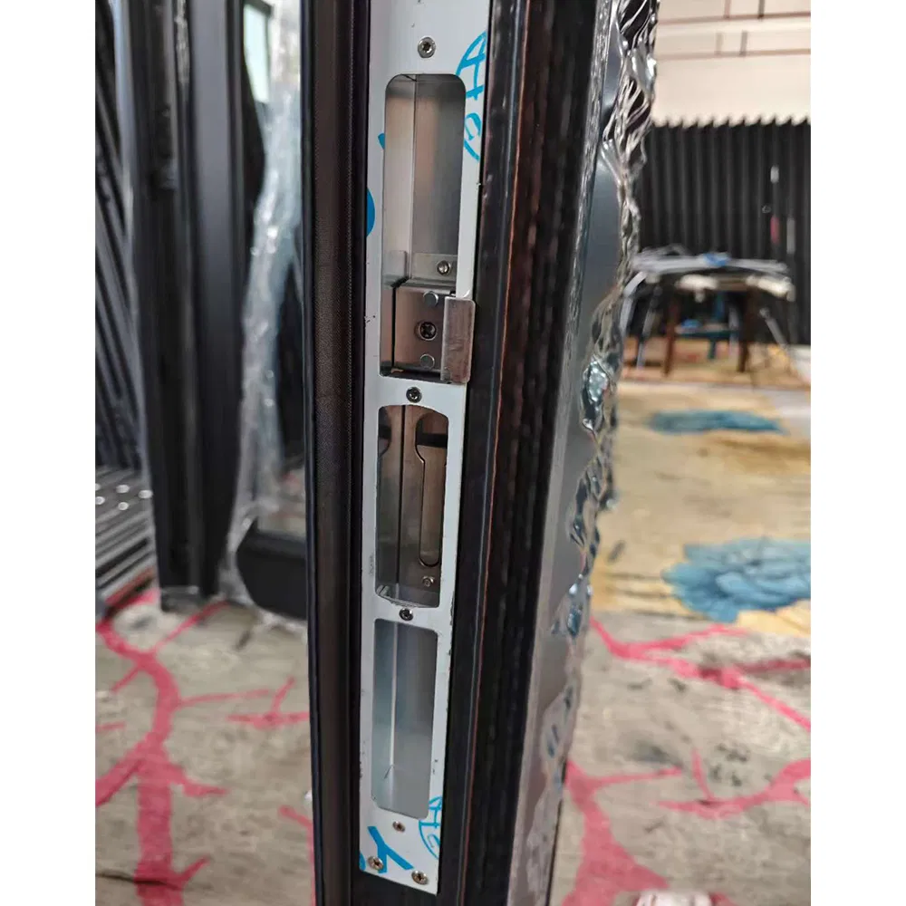 Luxury Entry Door Modern Wrought Iron Construction with Handcrafted Copper Patina