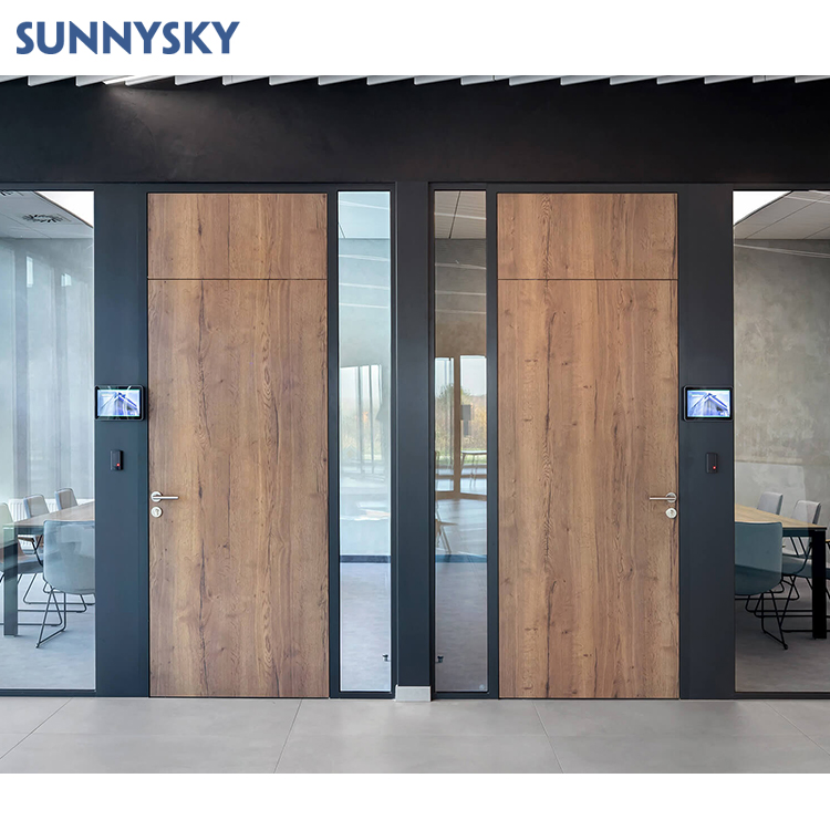 Sunnysky Modern Interior Room Solid Wooden Doors for Bedrooms Melamine Wood Door