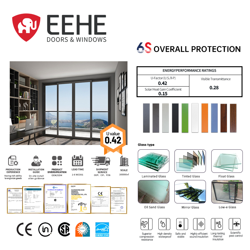 Eehe Modern Residential Automatic Sliding Door with Fast French Laminated Glass