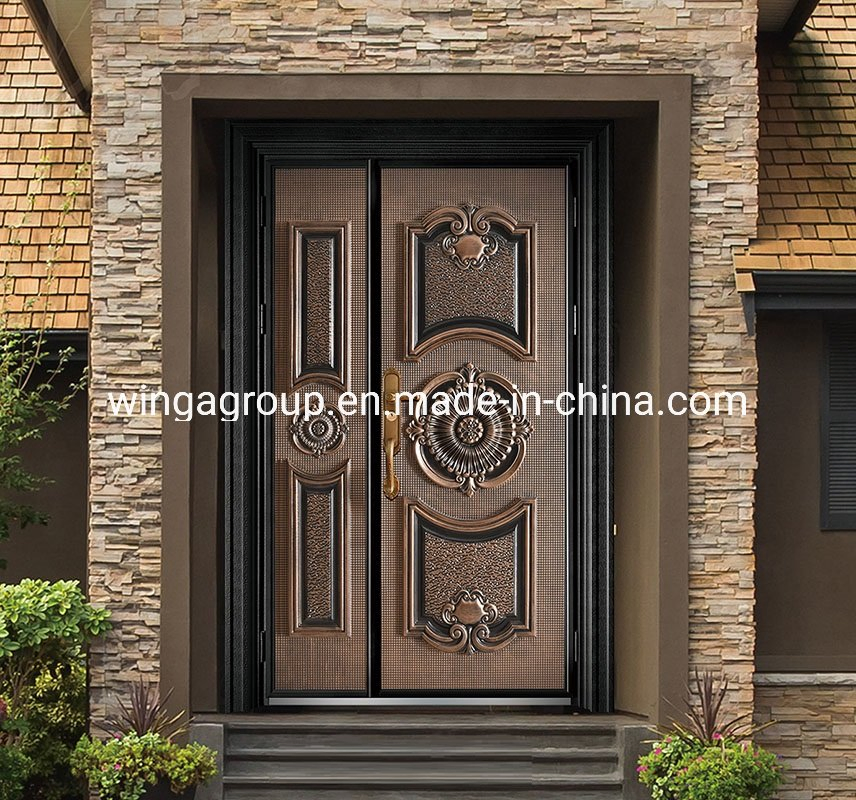 Villa Explosion Proof Aluminum Cast Board Steel Security Door (WG-FB-17)