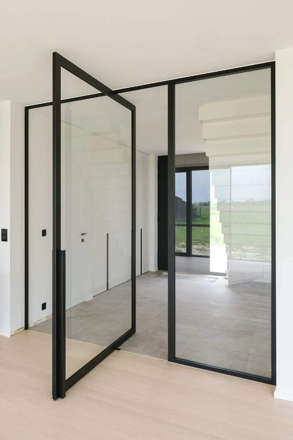 Multishades Premium Modern Waterproof Interior Security Swing Entry Aluminium Double Glass Pivot Door