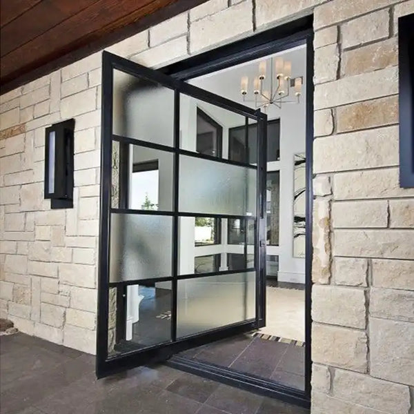 Exterior Market Store Use Casement Type Aluminium/Steel Glass House Customised Pivot Folding Window Doors
