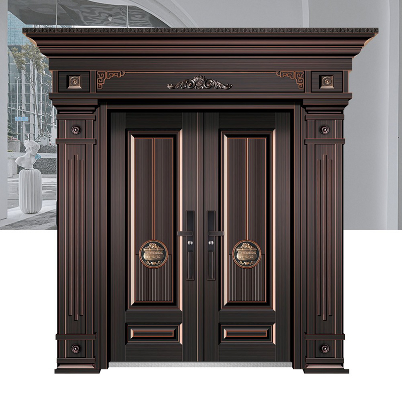 Modern House Exterior Door Metal Entry Copper Main Front Security Steel Door