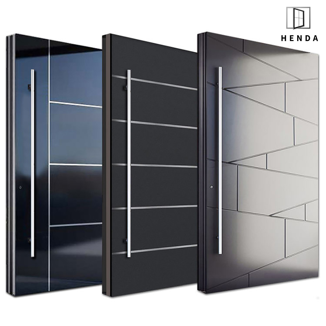 Factory Direct Villa Exterior/Interior Entry Metal Stainless Security Modern Wrought Iron Single Main Gate Design Wood Pivot Front Entrance Steel Door