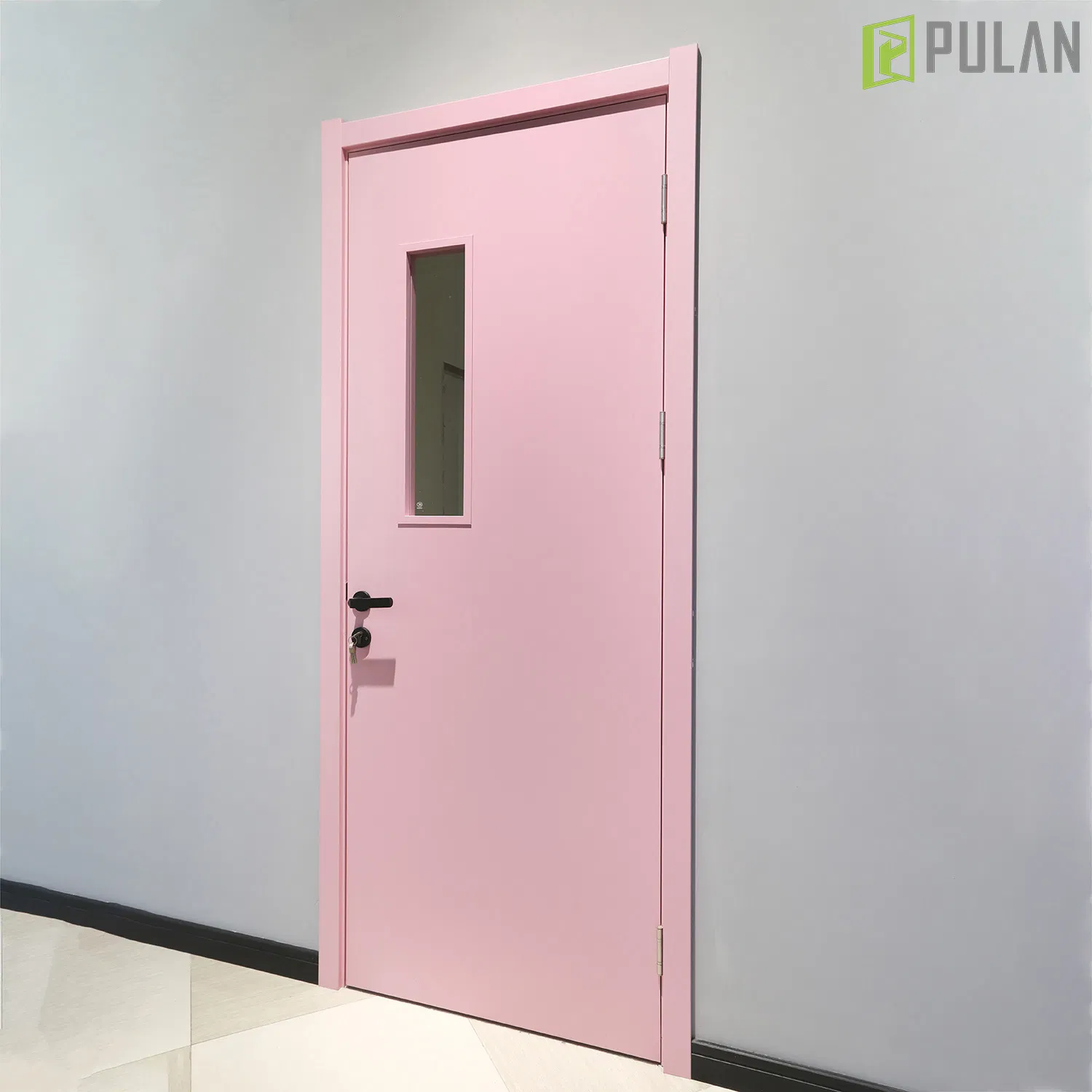 Modern Customized Soundproof PVC / Painted Finishing Extruded WPC Flush Door with Glass for Recoding Studios / Shop