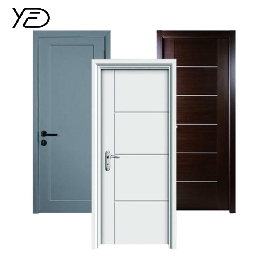 Warm Oak Color PVC MDF Laminated Interior Non-Painted Flush Semi-Solid Wooden Door