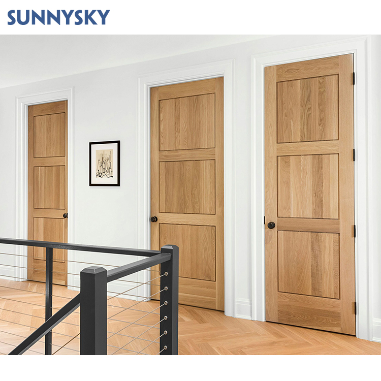 Sunnysky Modern Interior Room Solid Wooden Doors for Bedrooms Melamine Wood Door