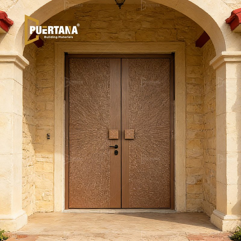 Hispanic Design Copper Look Aluminum Front Pivot Door Entry Doors for Luxury Home