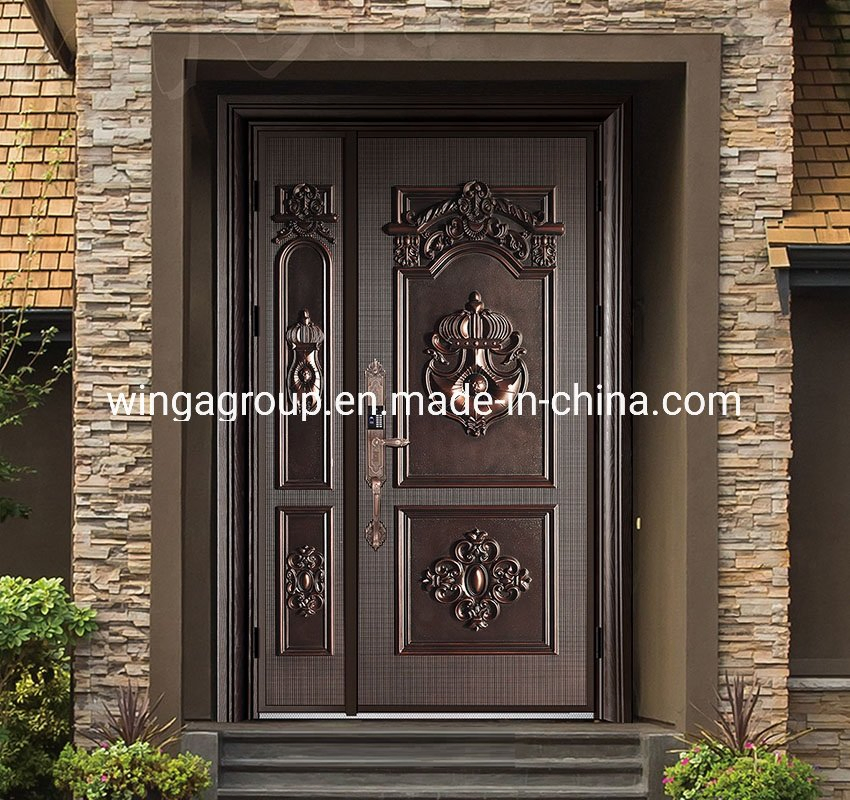 Villa Explosion Proof Aluminum Cast Board Steel Security Door (WG-FB-17)