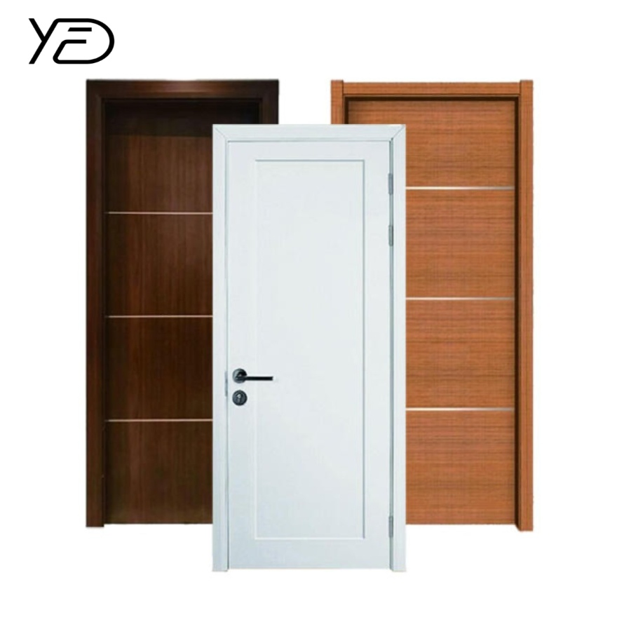 Warm Oak Color PVC MDF Laminated Interior Non-Painted Flush Semi-Solid Wooden Door