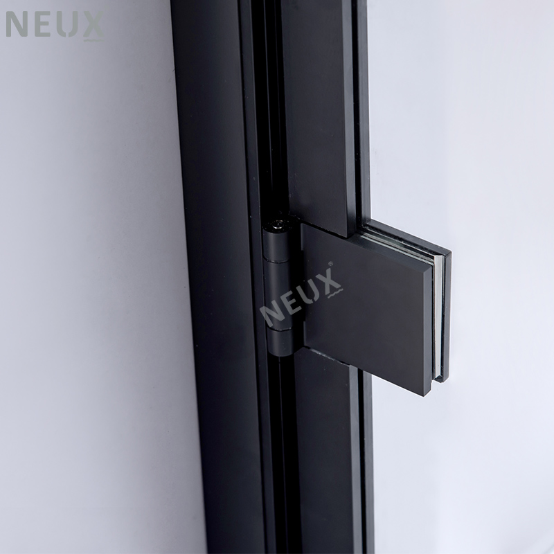 Modern Style Black Aluminum Frame Bathroom Glass Pivot Hinge Shower Doors (L5706)