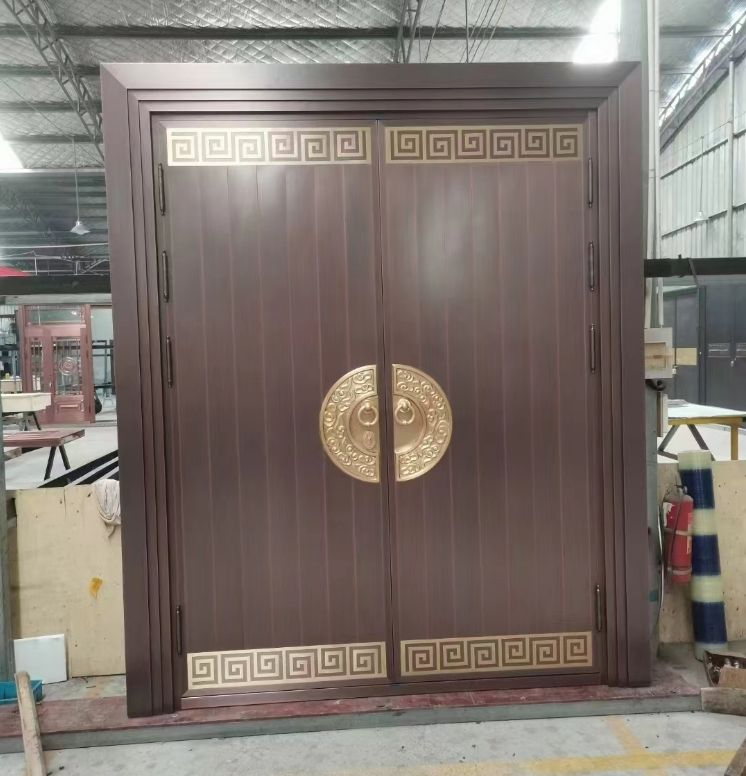 Hot Selling Wall Moted Stainless Steel Entry Doors Hinge Factory's Main Entrance Copper Front Door Anti-Theft Exterior Villas