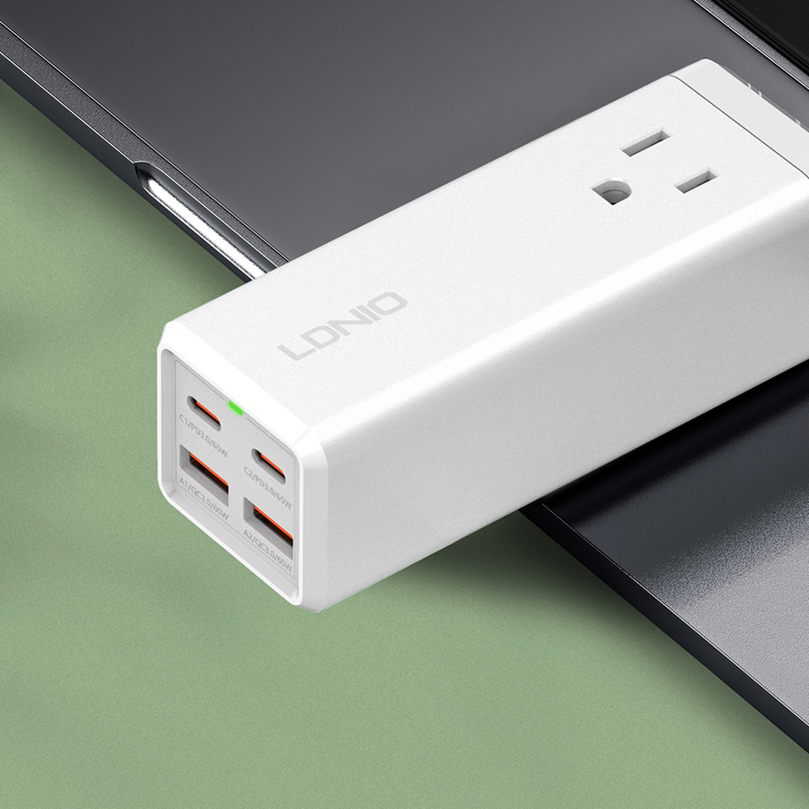 Ldnio Su1441 2500W Fita de Energia Padrão dos EUA com 2 USB-C &amp; 2 USB-a 65W Alta Potência - Fita de Extensão Multi Tomada