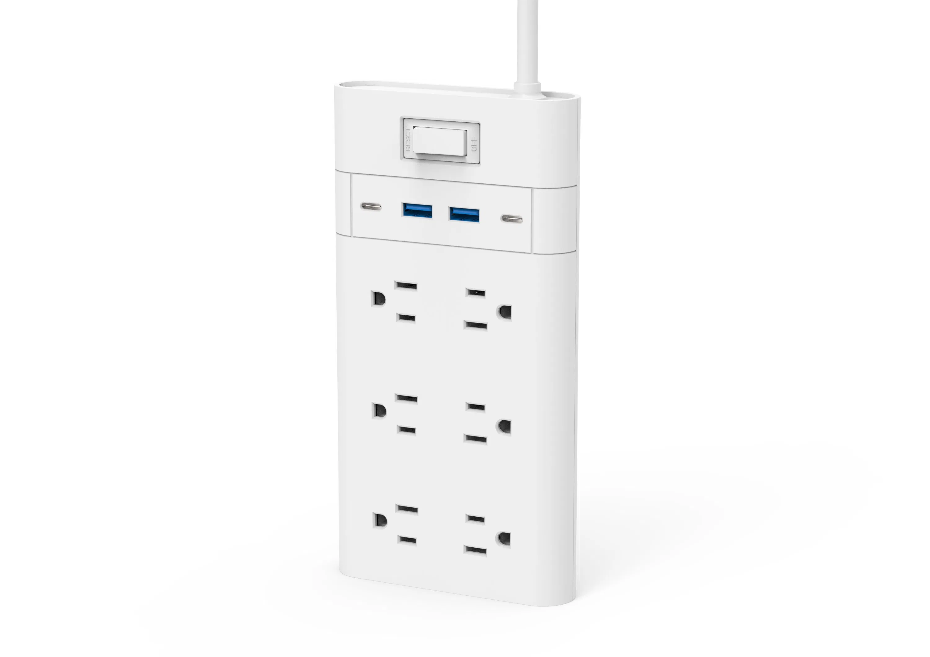 2025 O Mais Novo 24-Outlet Protetor de Surto Branco com Carregador USB Tipo C