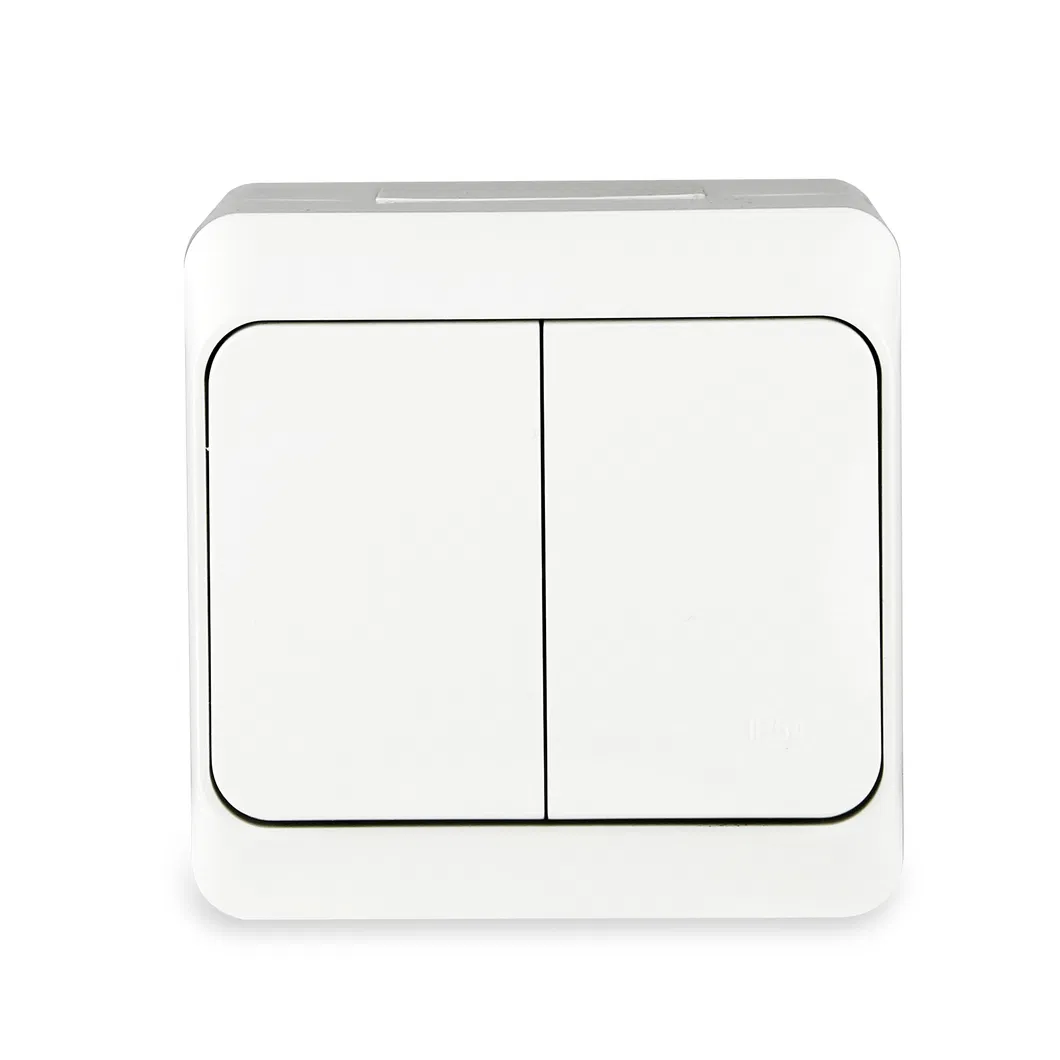 Padrão da UE IP54 Interruptor de parede elétrico com botão pressionado, montado na superfície, à prova d'água, à prova de poeira, à prova de intempéries, para uso externo, material PC