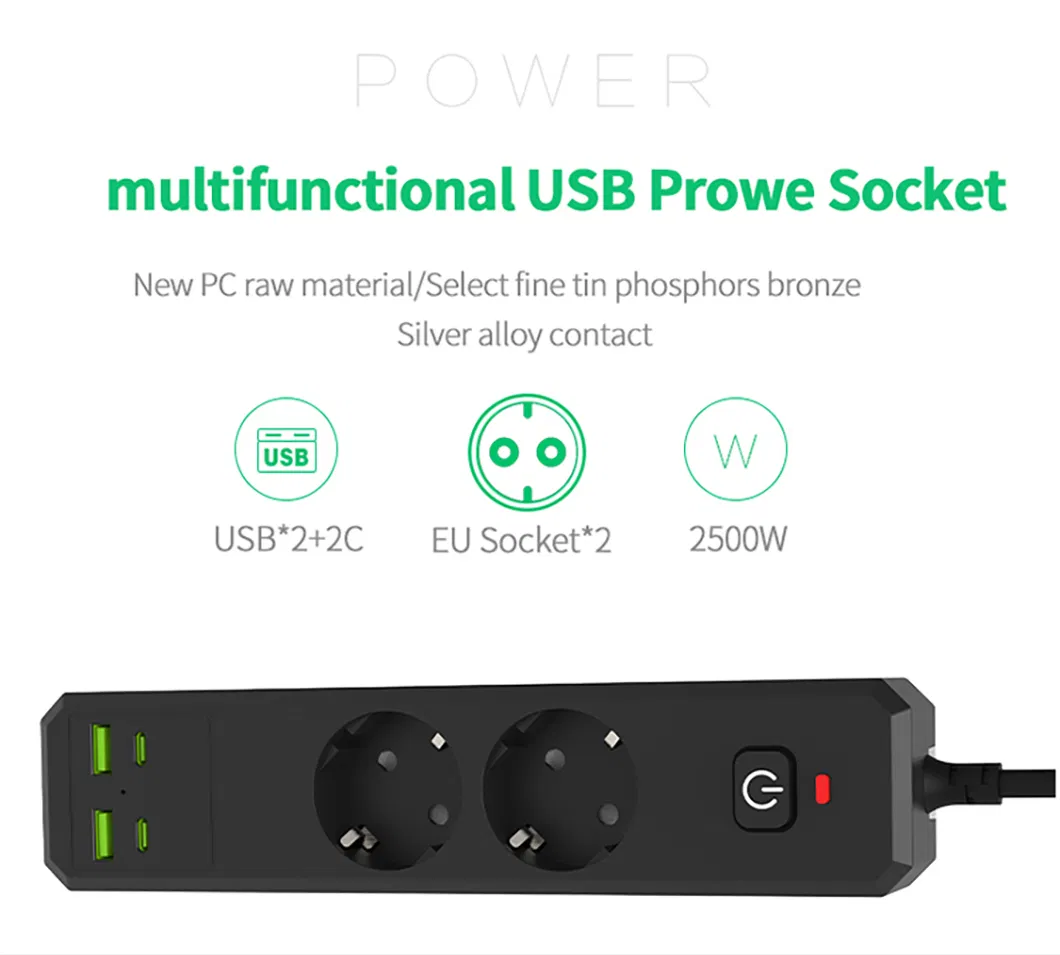 Protetor de Surto Europeu de Alta Qualidade 2500W 110-250V Tomadas Superficiais e Acessórios