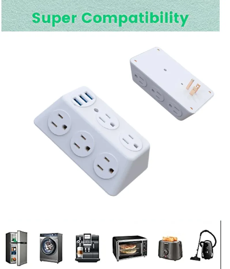 12 em uma régua de energia USB com proteção contra surtos