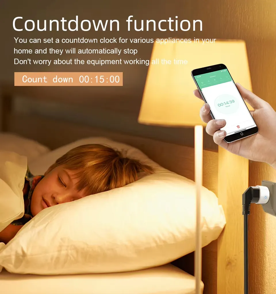 Adaptador de Plugue Inteligente Tuya Índia África do Sul para Tomada Universal Inteligente com Monitor de Energia Alexa Google, 6 Modos de Temporização, Controle em Grupo