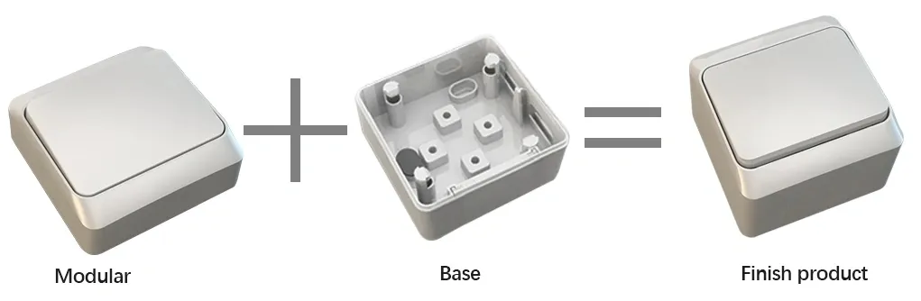 Padrão da UE IP54 Interruptor de parede elétrico com botão pressionado, montado na superfície, à prova d'água, à prova de poeira, à prova de intempéries, para uso externo, material PC