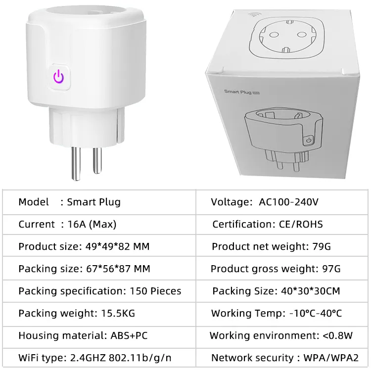 16A EU Google Home Tuya Tomada Inteligente de Parede Controle Remoto Mini WiFi Plugue Inteligente