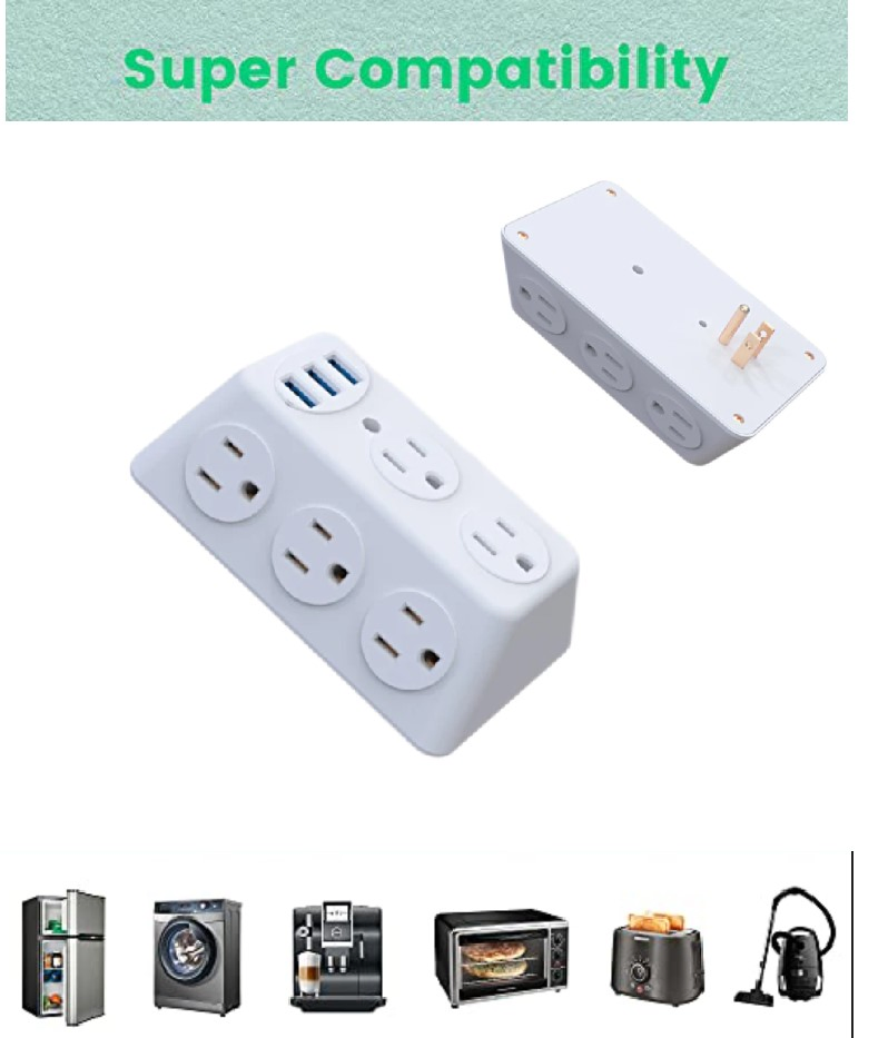 12 em uma régua de energia USB com proteção contra surtos