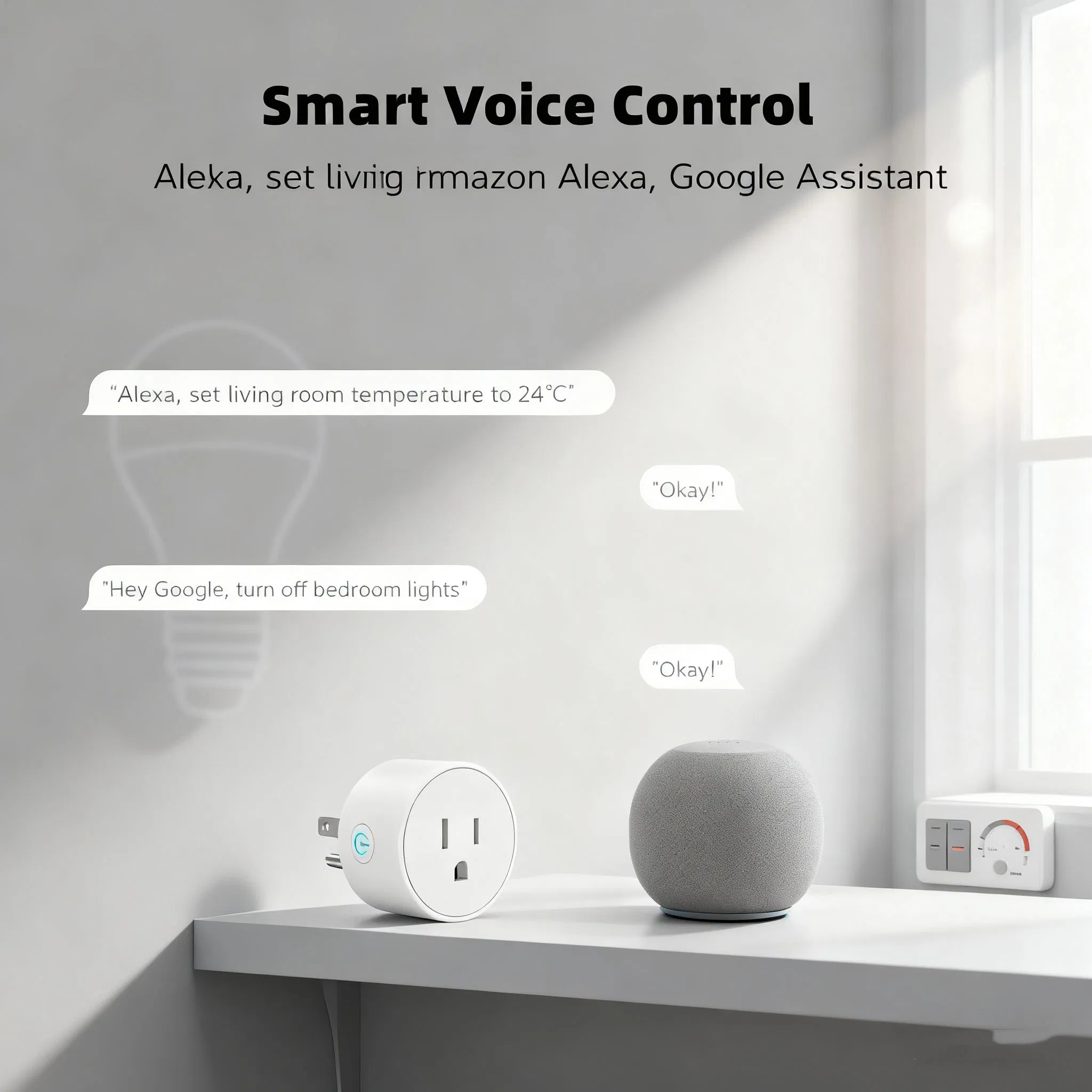 Plugue Inteligente WiFi Tuya Us Automação Soquete 15A - Controle de Voz Alexa, Ifttt Alexa, Controle em Grupo e Design Mini