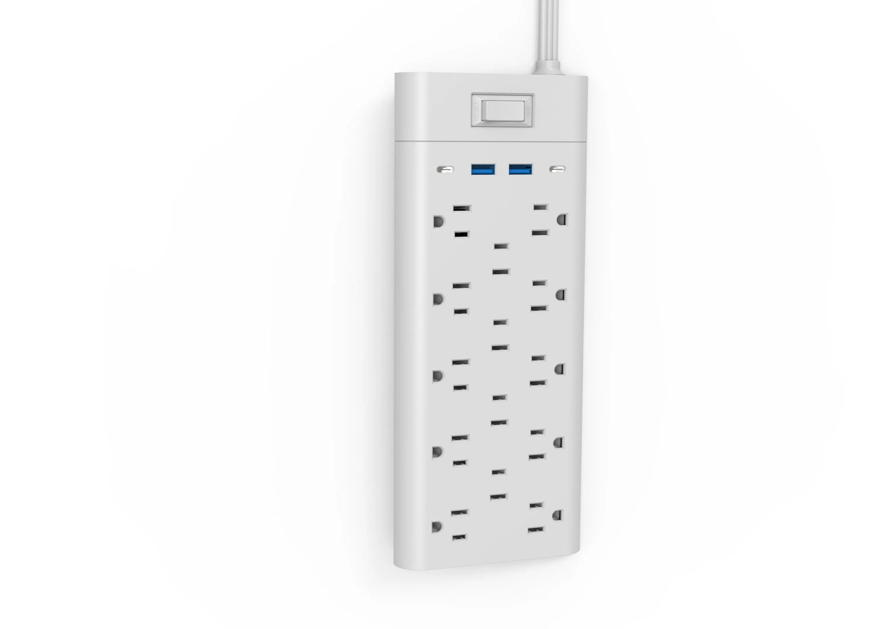 2025 O Mais Novo 24-Outlet Protetor de Surto Branco com Carregador USB Tipo C