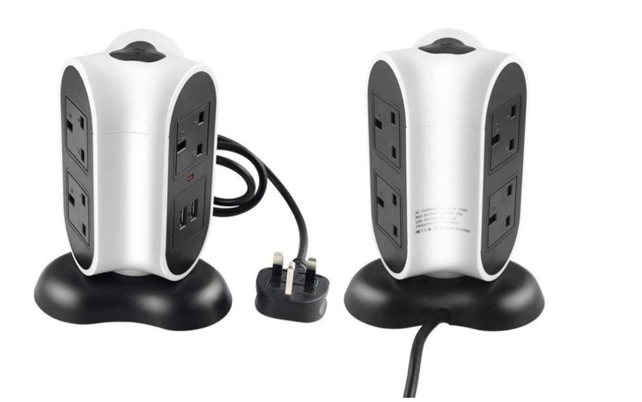 Protetor de Surto, 5 Tomadas AC 2 Portas USB, 9.8FT Cabo, Aterramento, Múltiplas Proteções para Casa, Escritório