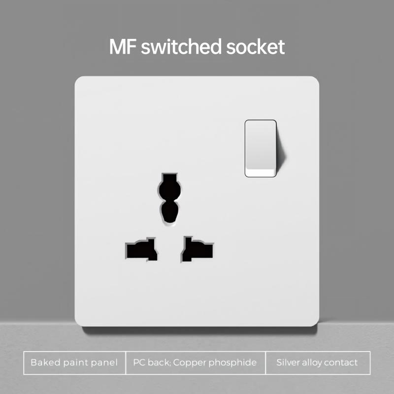 Moderno Interior Decorativo Superfície Branca Preta Brilhante 5 Buraco Tomada Multifuncional de Energia Carregamento Rápido USB Tomada de Parede Elétrica
