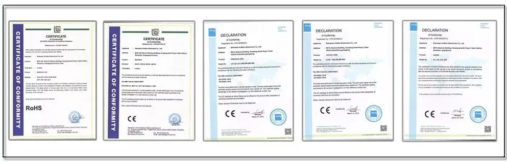 Certificados de Qualidade CE e RoHS