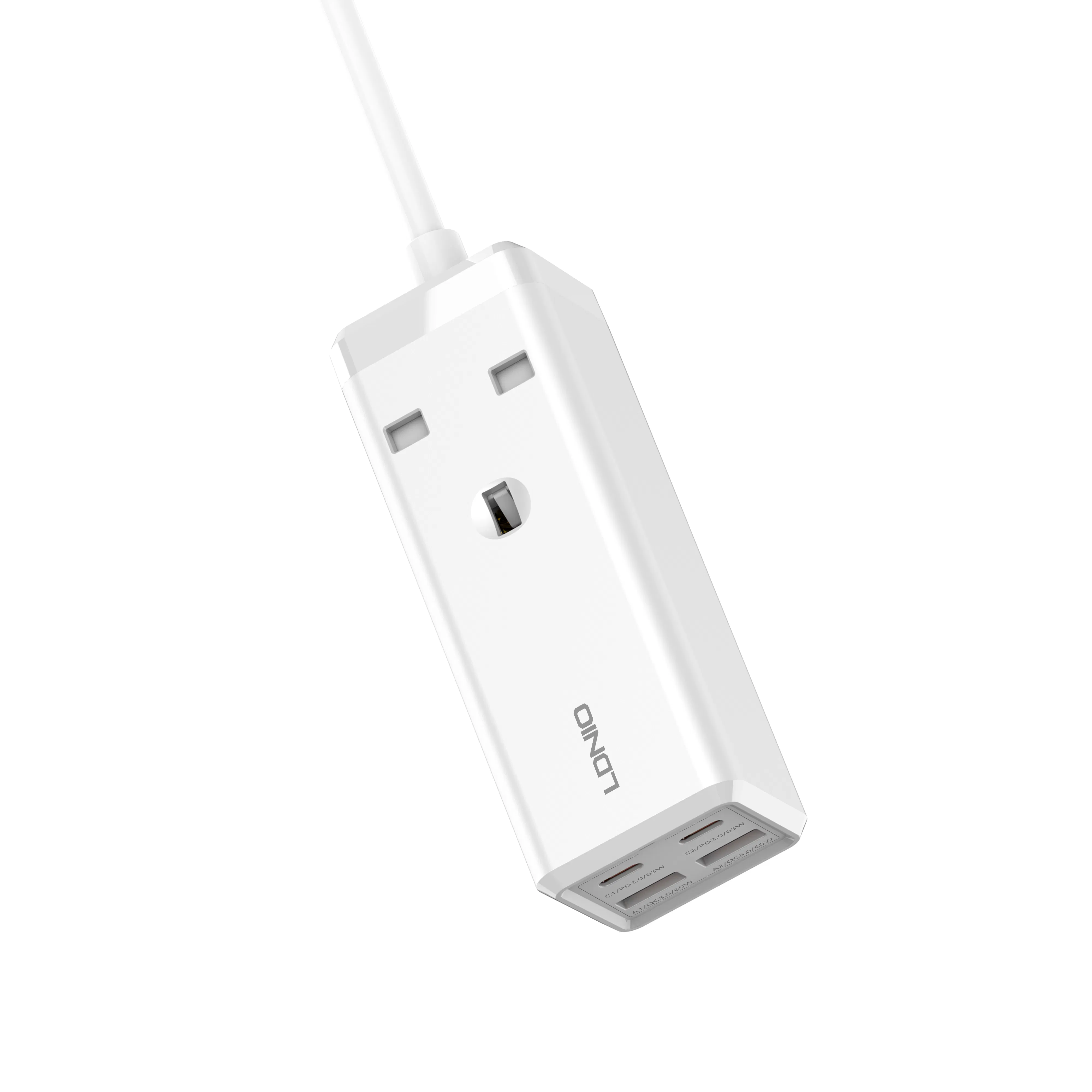 Ldnio Sk1495 Plugue UK 2500W Régua de Energia de Mesa com 2 USB-C &amp; 2 USB-a 65W Alta Potência - Extensão de Múltiplas Tomadas com Proteção contra Sobretensão