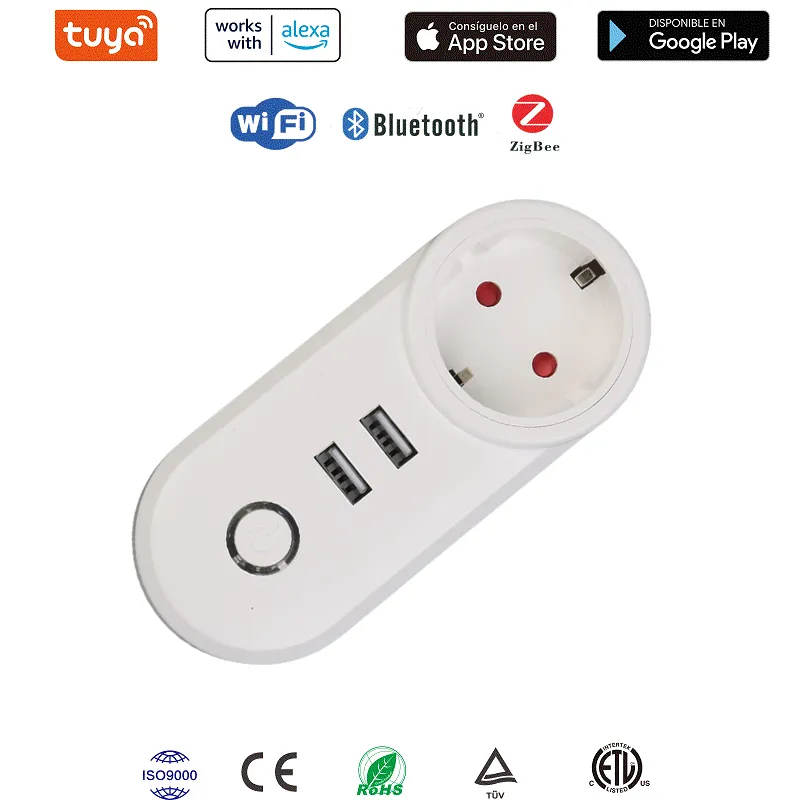 Tomada WiFi inteligente com portas USB e controle por voz