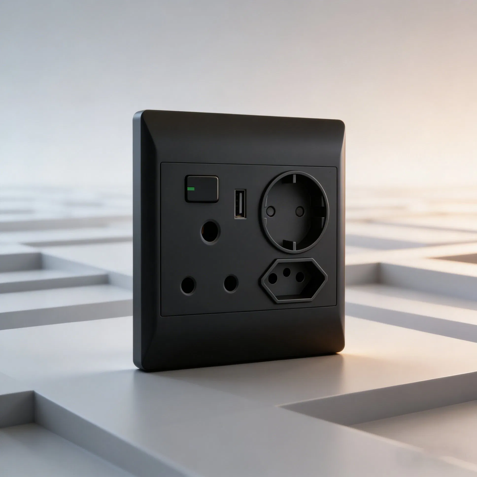 Tomada da África do Sul com porta de carregamento USB padrão SABS