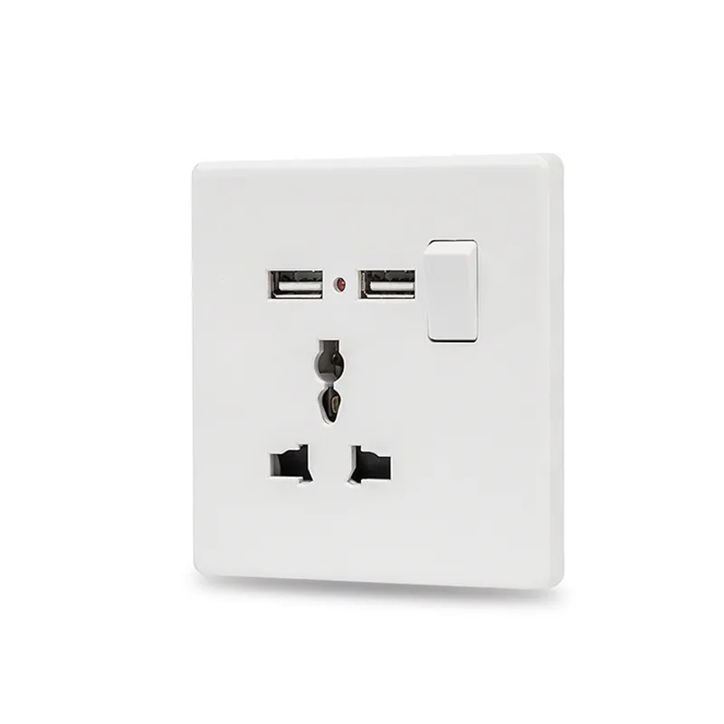 Abuk Soquete Elétrico de Pino na Parede com 2 Porta USB