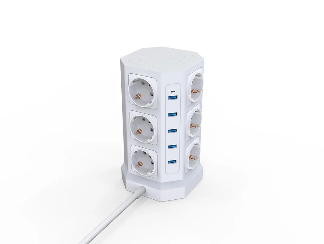 12 Protetor de Surto Alemão 5 Tomada de Carregamento USB