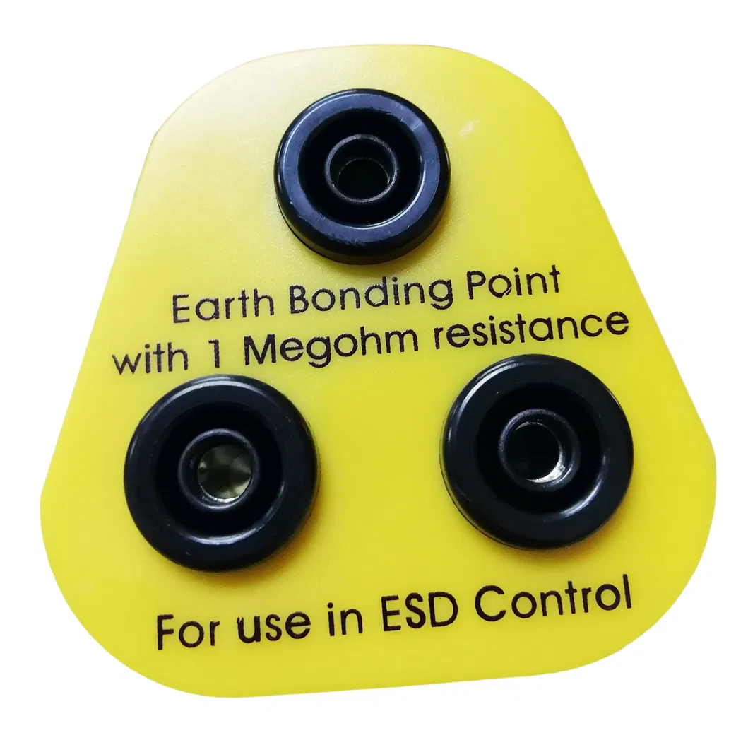 Estação de Aterramento ESD Integrada - Plugue EU com Conectores Snap Triplo 10mm para Conexão Simultânea de Tapete, Pulseira e Equipamento