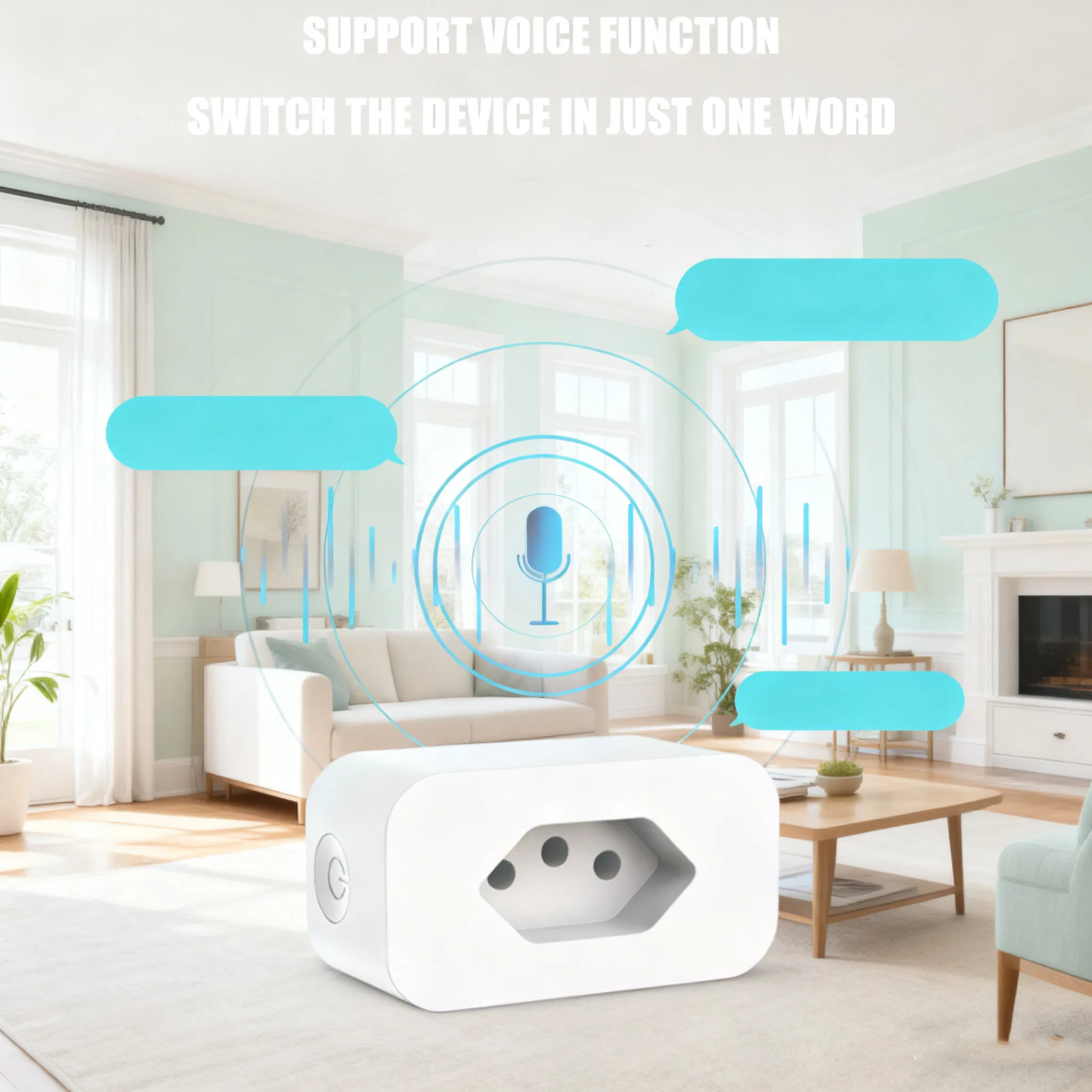 10A Tomada Inteligente WiFi Tuya Controle Remoto por Voz Brasil 240V - Monitor de Eletricidade em Tempo Real, Temporizador de Segurança