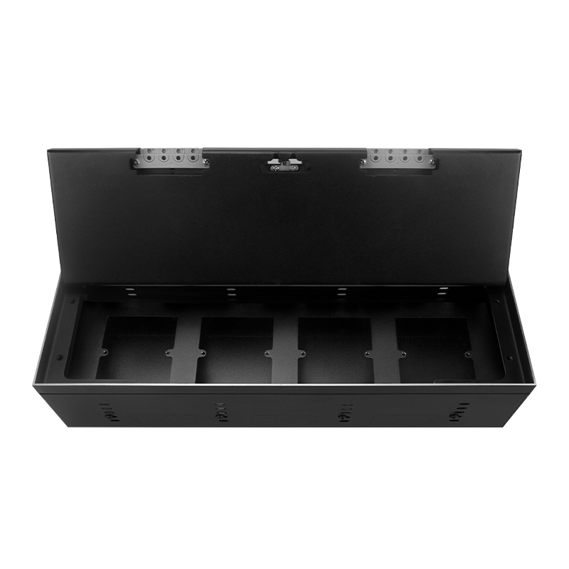 Caixa de Piso Oculta Recessada em Aço Inoxidável 4-Gang com Mecanismo de Altura Ajustável 86 Placa de Parede EU UK Universal de Tomada de Energia Elétrica CAT6 USB-C Dados