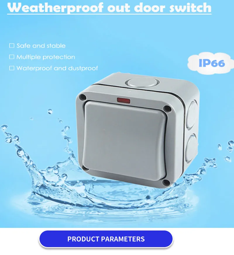 Wp12 20AMP 1gang 2way Interruptores à prova d'água IP66 Impermeável