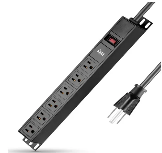 6-Outlet Protetor de Surto de Metal Pesado com Braçadeiras de Montagem
