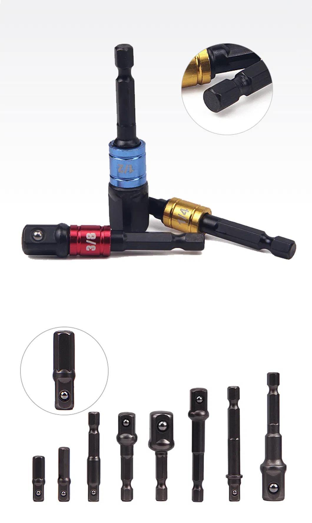 Adaptador de Soquete de Múltiplos Tamanhos para Conjunto de Bits de Chave de Impacto