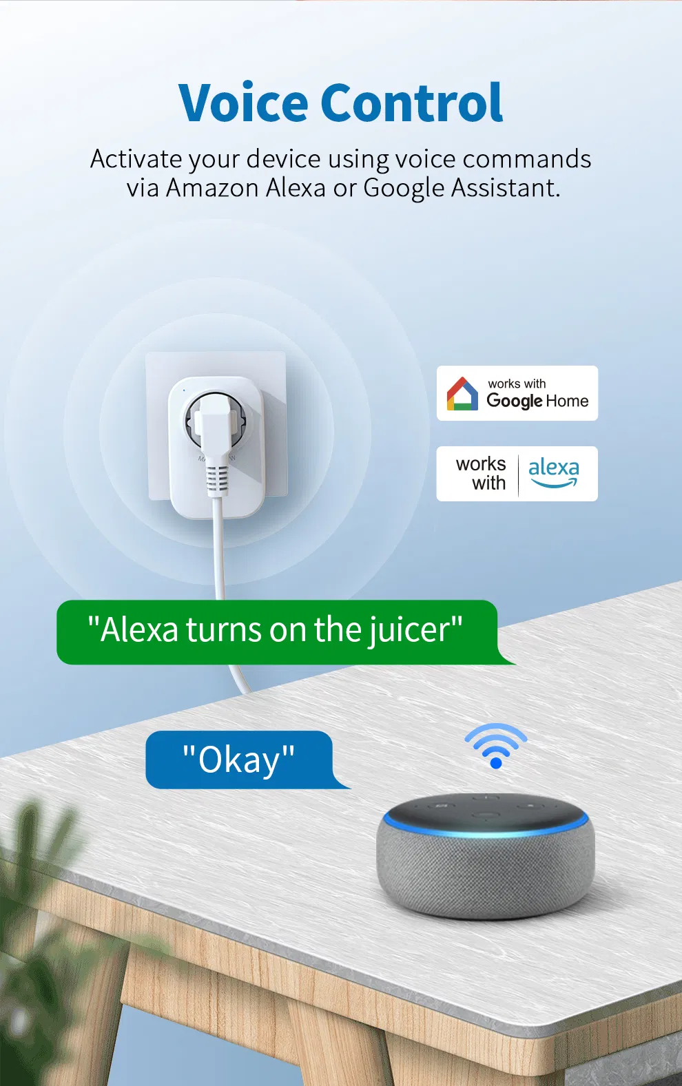 Novo Plugue Inteligente da UE Tuya com Tomada WiFi Tomada Inteligente de Parede