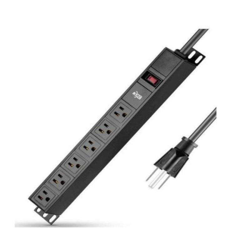 6-Outlet Protetor de Surto de Metal Pesado com Braçadeiras de Montagem