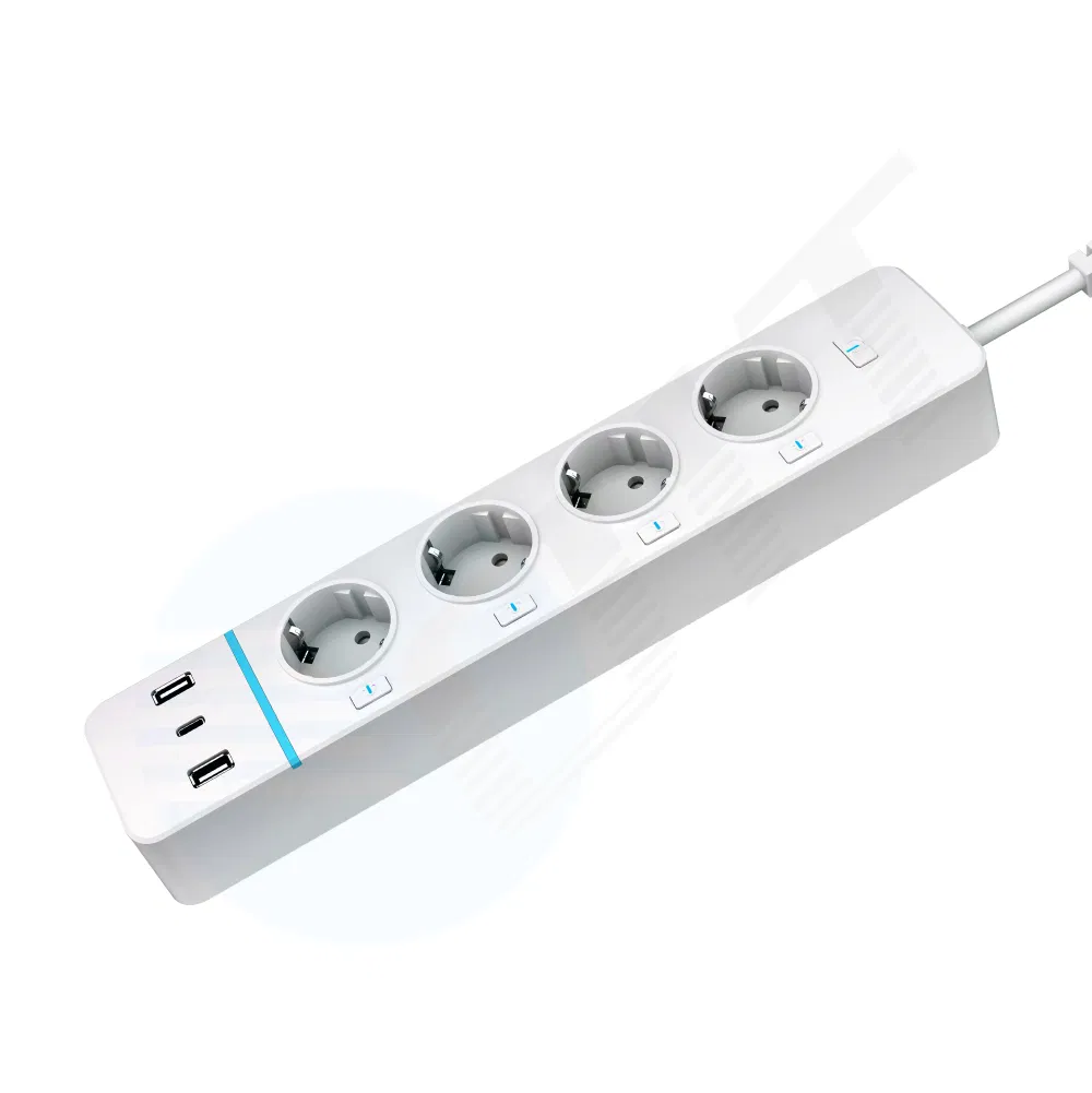 Protetor de Surto com Controle Remoto, USB, Tomada Inteligente com Plugue EU